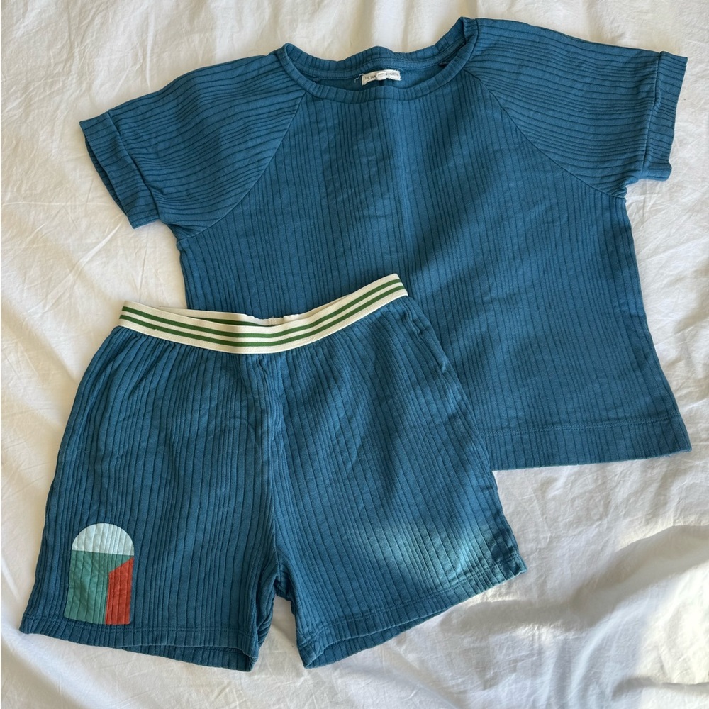 The Sunday Collective Set Boy Blue Geometric Shape Short Sleeve Cotton 10 11
